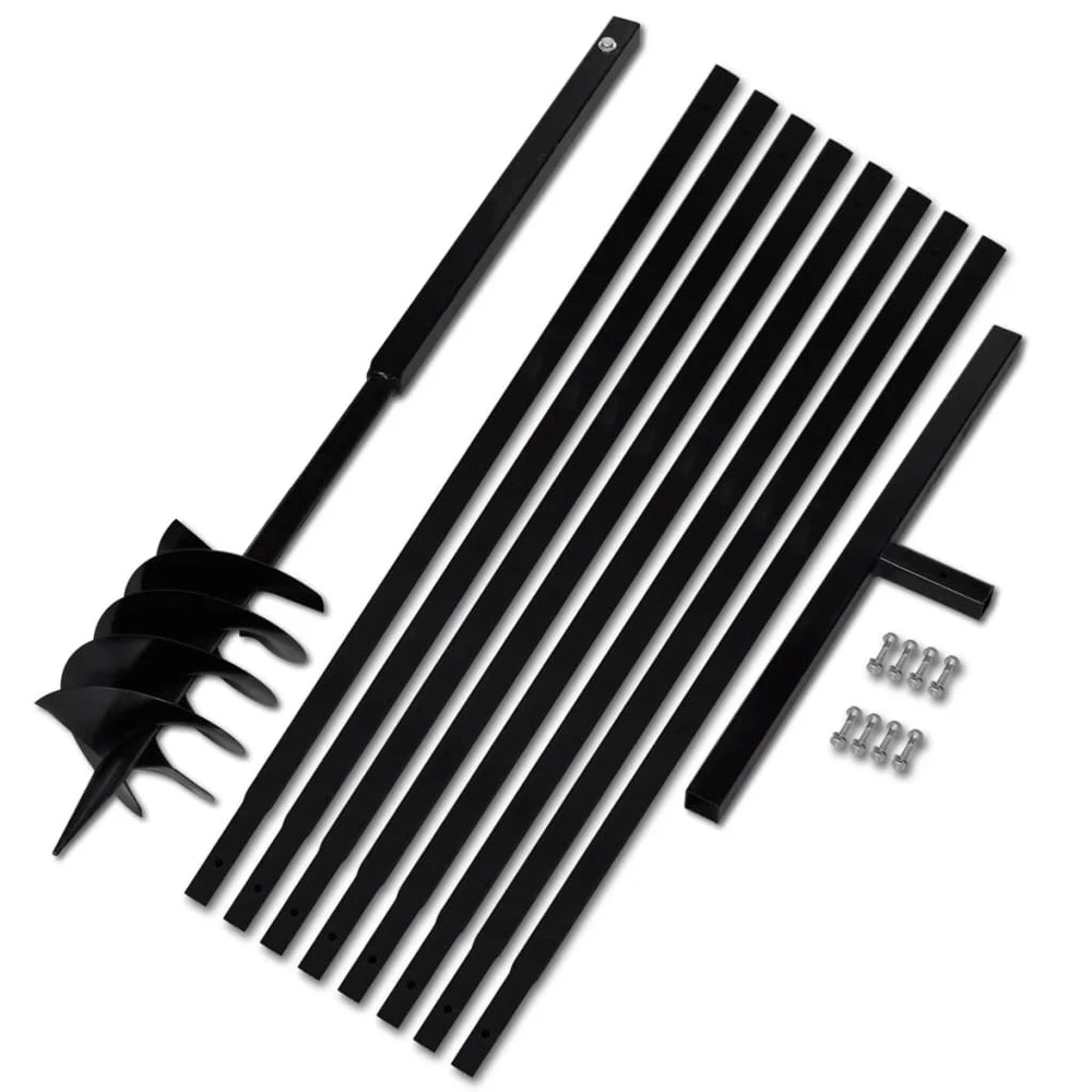 VIDAXL Tarière De Sol Avec Manche 180 Mm Et Tube D'extension 9 M Acier