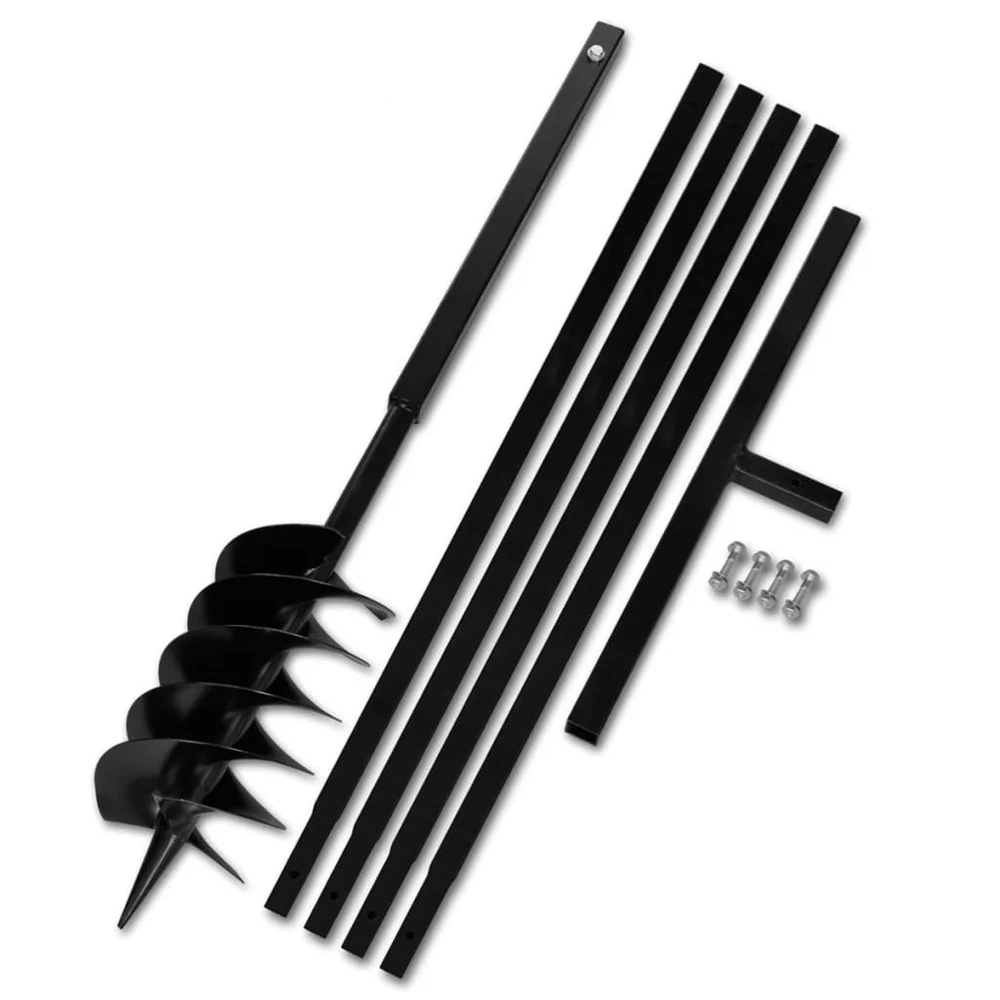 VIDAXL Tarière De Sol Avec Manche 150 Mm Et Tube D'extension 5 M Acier