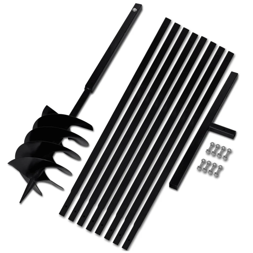 VIDAXL Tarière De Sol Avec Manche 200 Mm Et Tube D'extension 9 M Acier