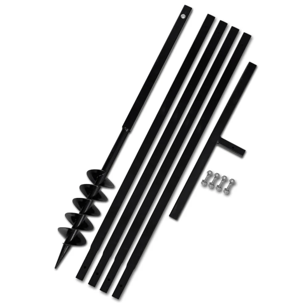 VIDAXL Tarière De Sol Avec Manche 100 Mm Et Tube D'extension 5 M Acier