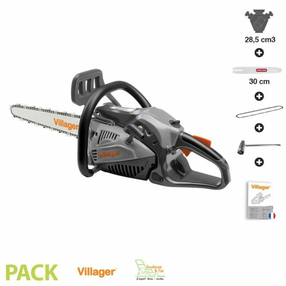 Tronçonneuse élagueuse Thermique 1,4cv 29cc Guide Oregon 30 Cm Anti-vibration Villager Vgs 3011pe – Image 2
