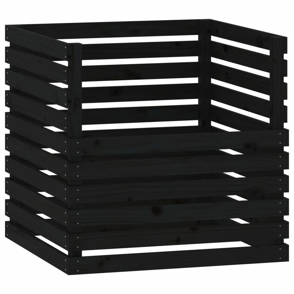 VIDAXL Composteur Noir 80x80x78 Cm Bois Massif De Pin