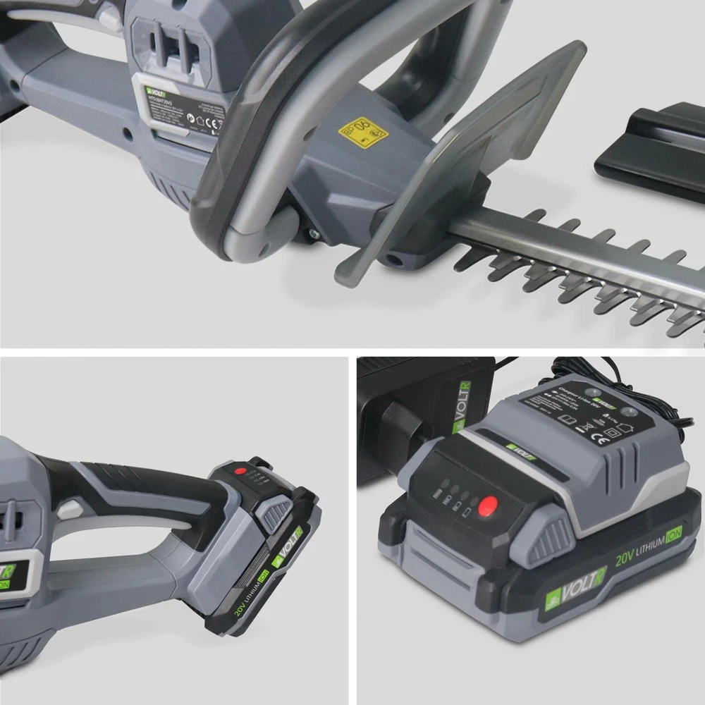 Voltr – Taille-haies Sans Fil 51cm – Avec Batterie Lithium Ion + Chargeur 20v. Normes Ce. Cache Lames Inclus – Image 3