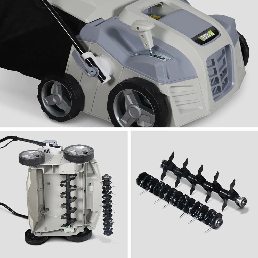 Voltr - Scarificateur électrique Gazon 1800w - Outil 2en1 Aérateur Et Démousseur Pelouse. 2 Rouleaux : Couteaux Et Griffes. – Image 5