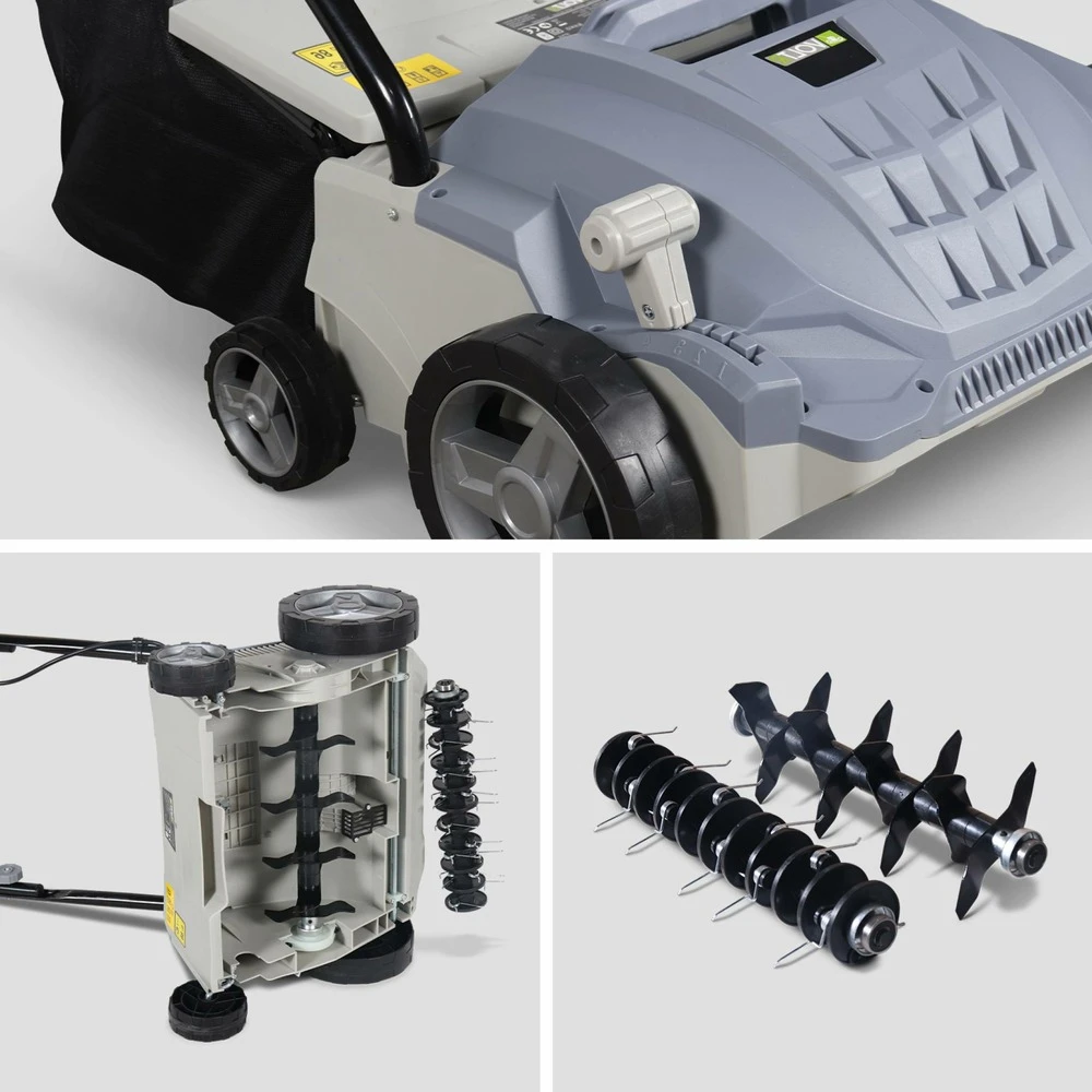 Voltr - Scarificateur électrique Gazon 1500w - Outil 2en1 Aérateur Et Démousseur Pelouse. 2 Rouleaux : Couteaux Et Griffe. – Image 4