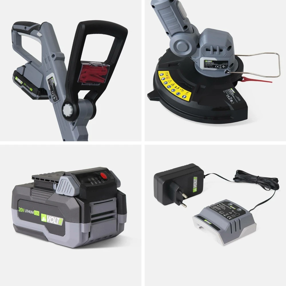 Voltr - Tondeuse à Gazon Sans Fil 30cm Batterie 20v Lithium 4ah Et Chargeur + Débroussailleuse Sans Fil ø25cm Avec Batterie Lithium – Image 6