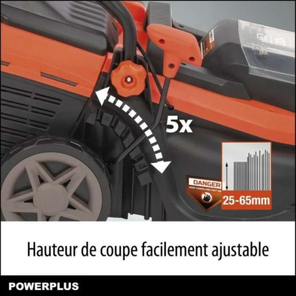 Tondeuse A Gazon A Batterie 20v 34 Cm De Coupe Powdpglws1 - Batterie 4ah Et Chargeur Inclus - Moteur Brushless – Image 3