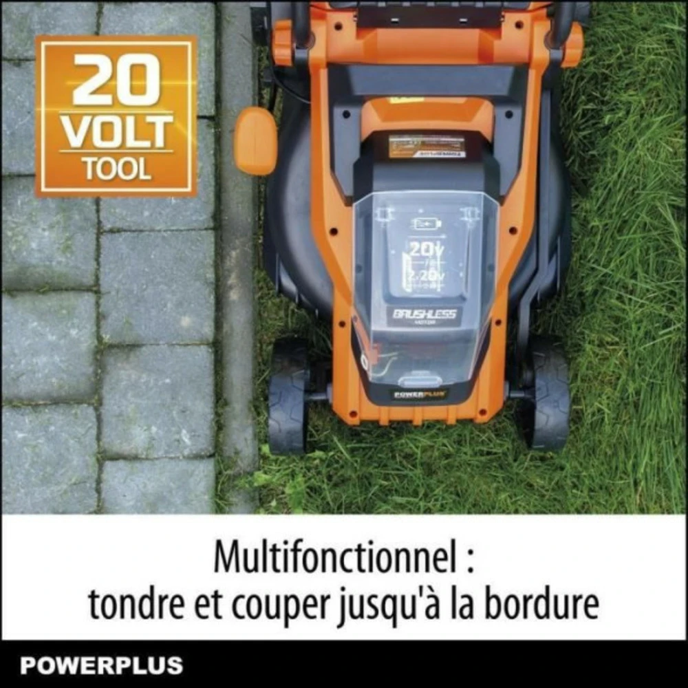 Tondeuse A Gazon A Batterie 20v 34 Cm De Coupe Powdpglws1 - Batterie 4ah Et Chargeur Inclus - Moteur Brushless – Image 2