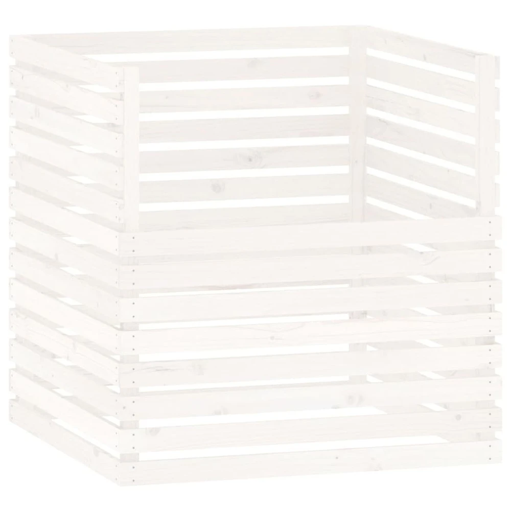VIDAXL Composteur Blanc 100x100x102 Cm Bois Massif De Pin – Image 2